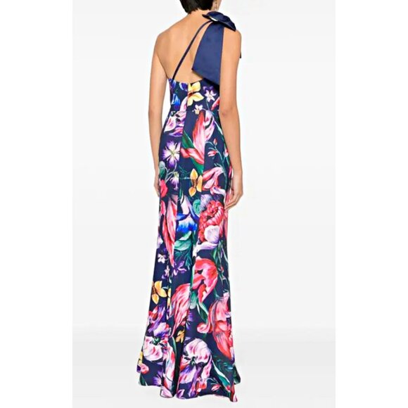 Marchesa Notte Florilegium One Bow Shoulder Floral Mikado Satin Gown sz 4 $895 - Picture 8 of 16